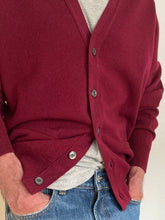 Load image into Gallery viewer, Mens Lambswool Cardigan – Bordeaux