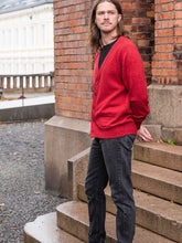 Load image into Gallery viewer, Mens Lambswool Cardigan – Poppy Melange