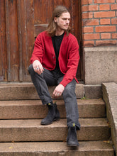Load image into Gallery viewer, Mens Lambswool Cardigan – Poppy Melange