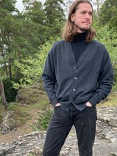 Load image into Gallery viewer, Mens Lambswool Cardigan – Charcoal