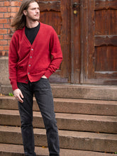 Load image into Gallery viewer, Mens Lambswool Cardigan – Poppy Melange
