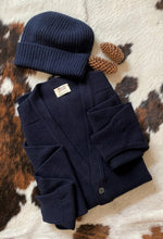 Load image into Gallery viewer, Mens Lambswool Cardigan – Navy