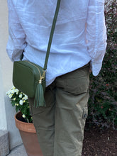 Load image into Gallery viewer, Tassel Bag Olive Cheetah Strap