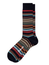 Load image into Gallery viewer, Pantherella Superfine Stripe Black Orange