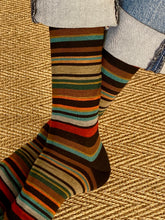 Load image into Gallery viewer, Pantherella Superfine Stripe Black Orange