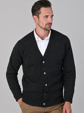 Load image into Gallery viewer, Mens Lambswool Cardigan – Charcoal