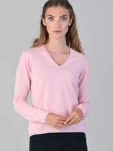 Load image into Gallery viewer, Ladies Cashmere V-Neck - Pink