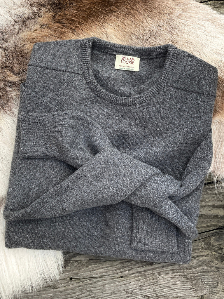 Mens Lambswool Crew Neck – Mid Grey