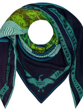 Load image into Gallery viewer, Furious Goose Earth Green Silk Scarf.
