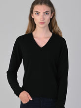 Load image into Gallery viewer, Ladies Cashmere V-Neck - Black