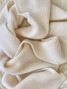 Knitted Cashmere Scarf - White Undyed