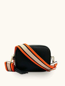 Tassel Bag Black Orange Tan Strap