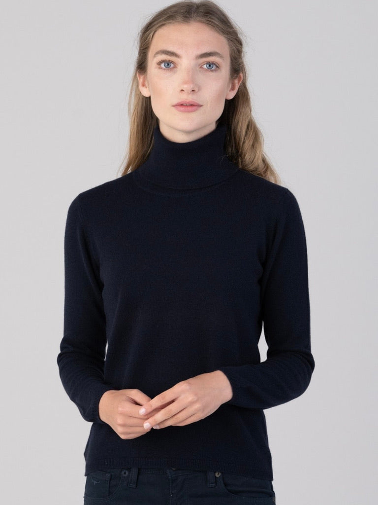Ladies Cashmere Roll Collar - Black