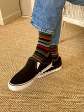 Load image into Gallery viewer, Pantherella Superfine Stripe Black Orange