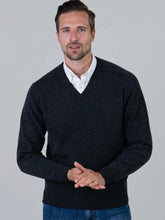 Load image into Gallery viewer, Mens Lambswool V-Neck – Charcoal