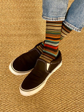 Load image into Gallery viewer, Pantherella Superfine Stripe Black Orange