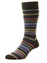 Load image into Gallery viewer, Pantherella Superfine Stripe Black
