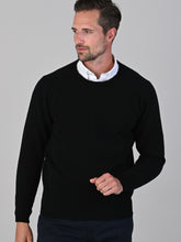 Load image into Gallery viewer, Mens Lambswool Crew Neck – Black