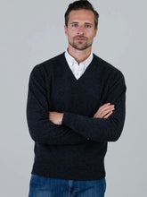 Load image into Gallery viewer, Mens Lambswool V-Neck – Charcoal
