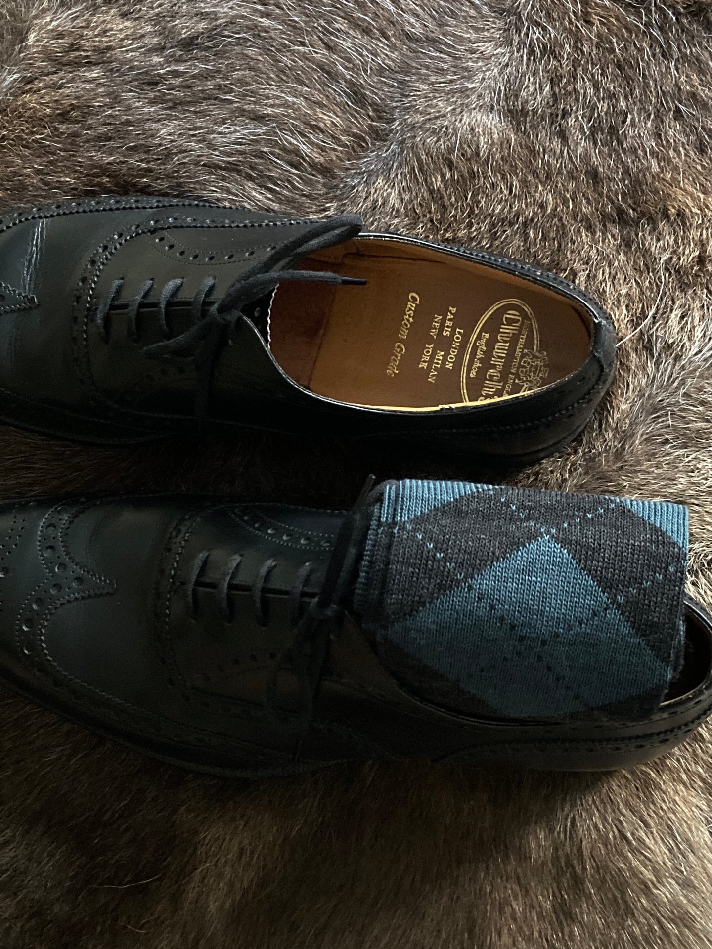 Pantherella Argyle Fine Diamond Rib Charcoal