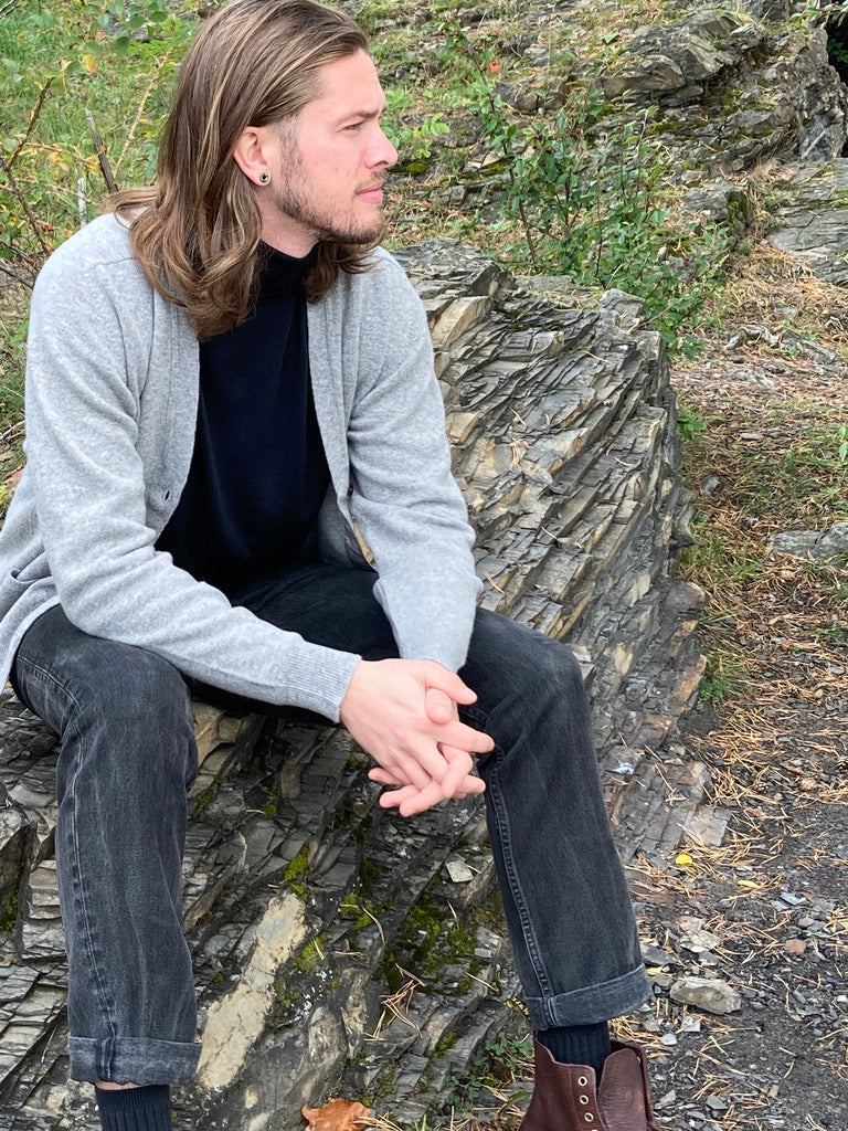 Flannel cardigan mens clearance