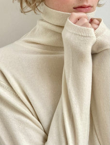Ladies Cashmere Roll Collar - White Undyed