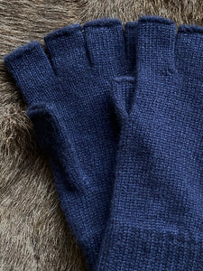 Cashmere Fingerless Gloves - Navy