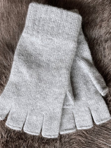 Cashmere Fingerless Gloves - Silver
