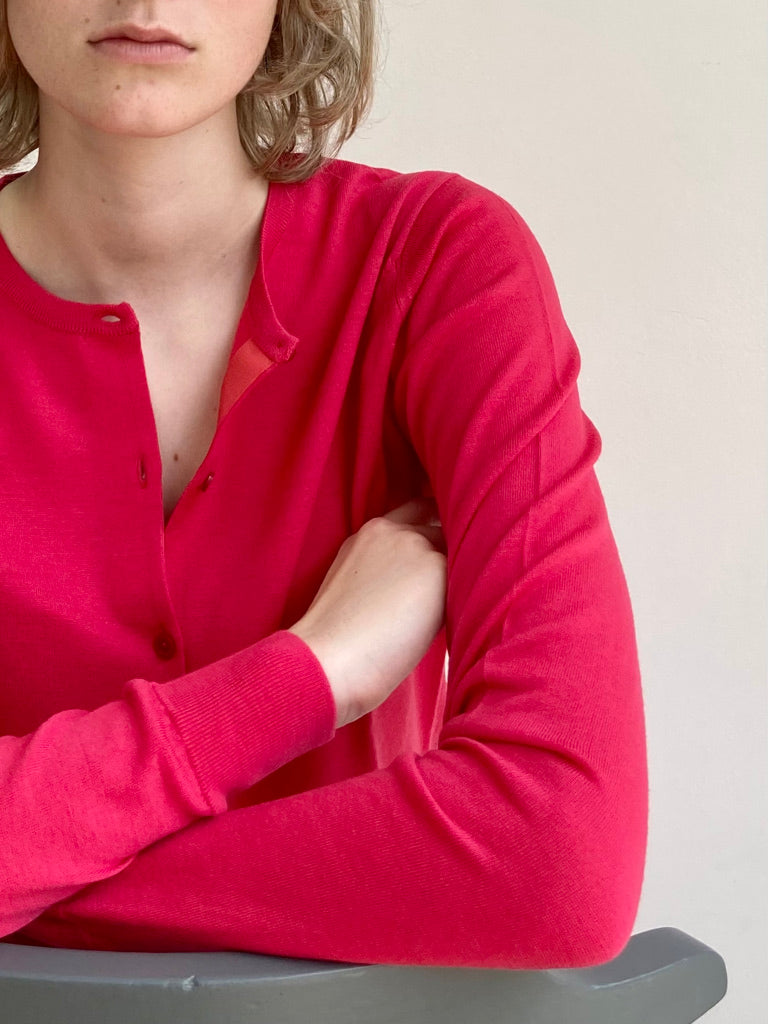 John Smedley Ladies Merino Cardigan - Berry